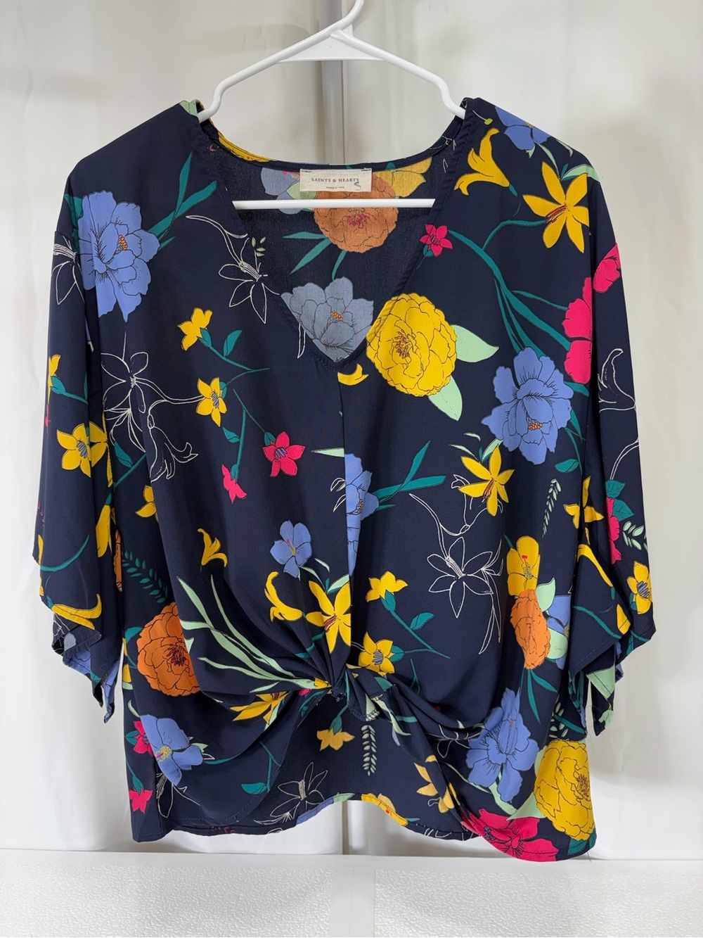 Floral Twist-Front Blouse - Navy Multi 3299